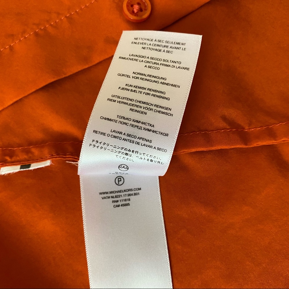 New. Michael Kors Silk Belted Shirt Dress - Picture 9 of 11